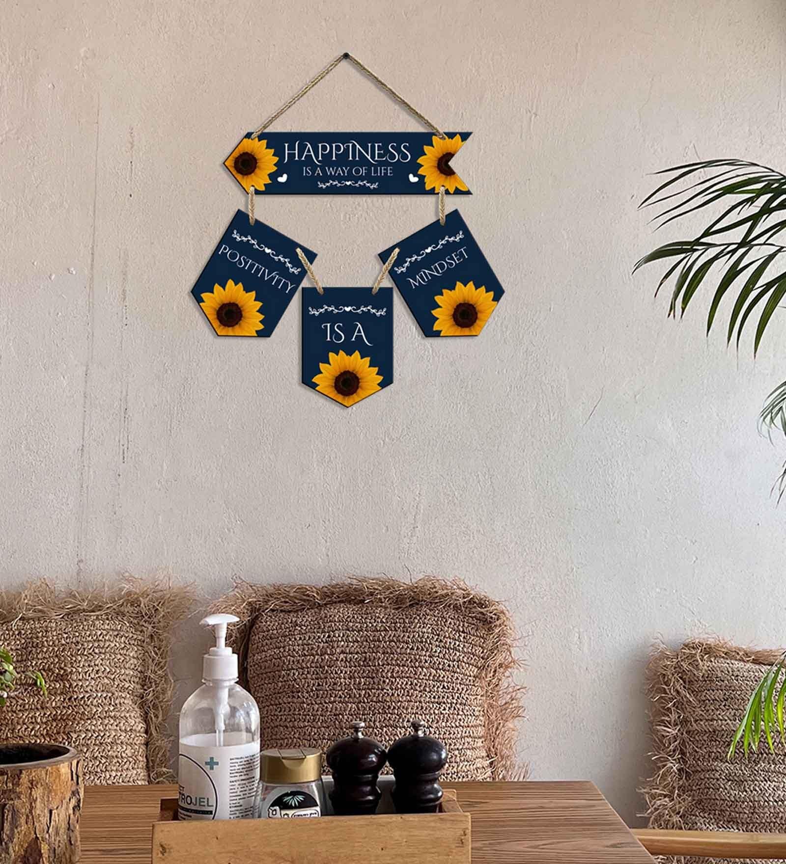 Blue Engineered Wood Wall Hanging