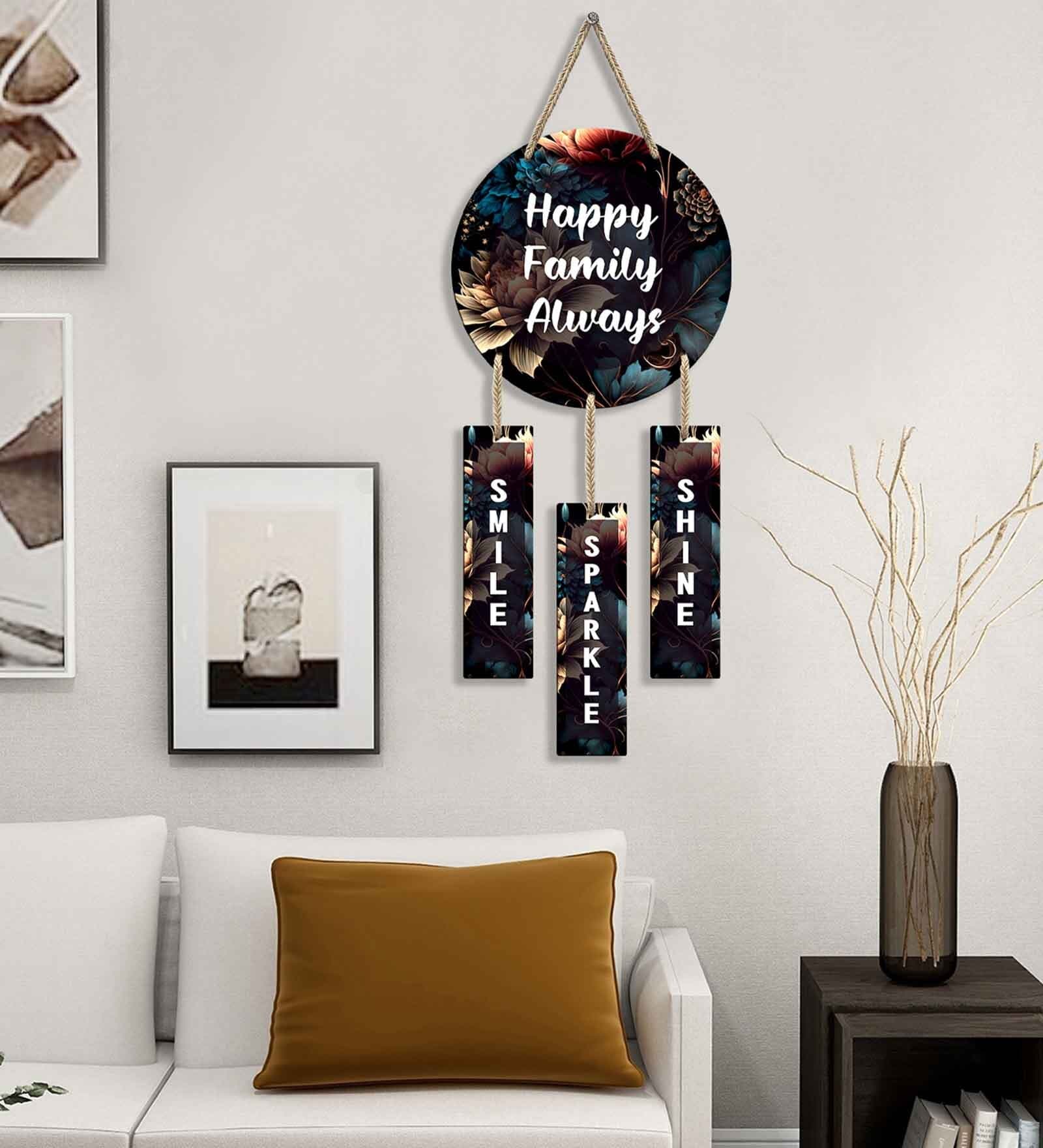 Multicolour Engineered Wood Wall Hanging