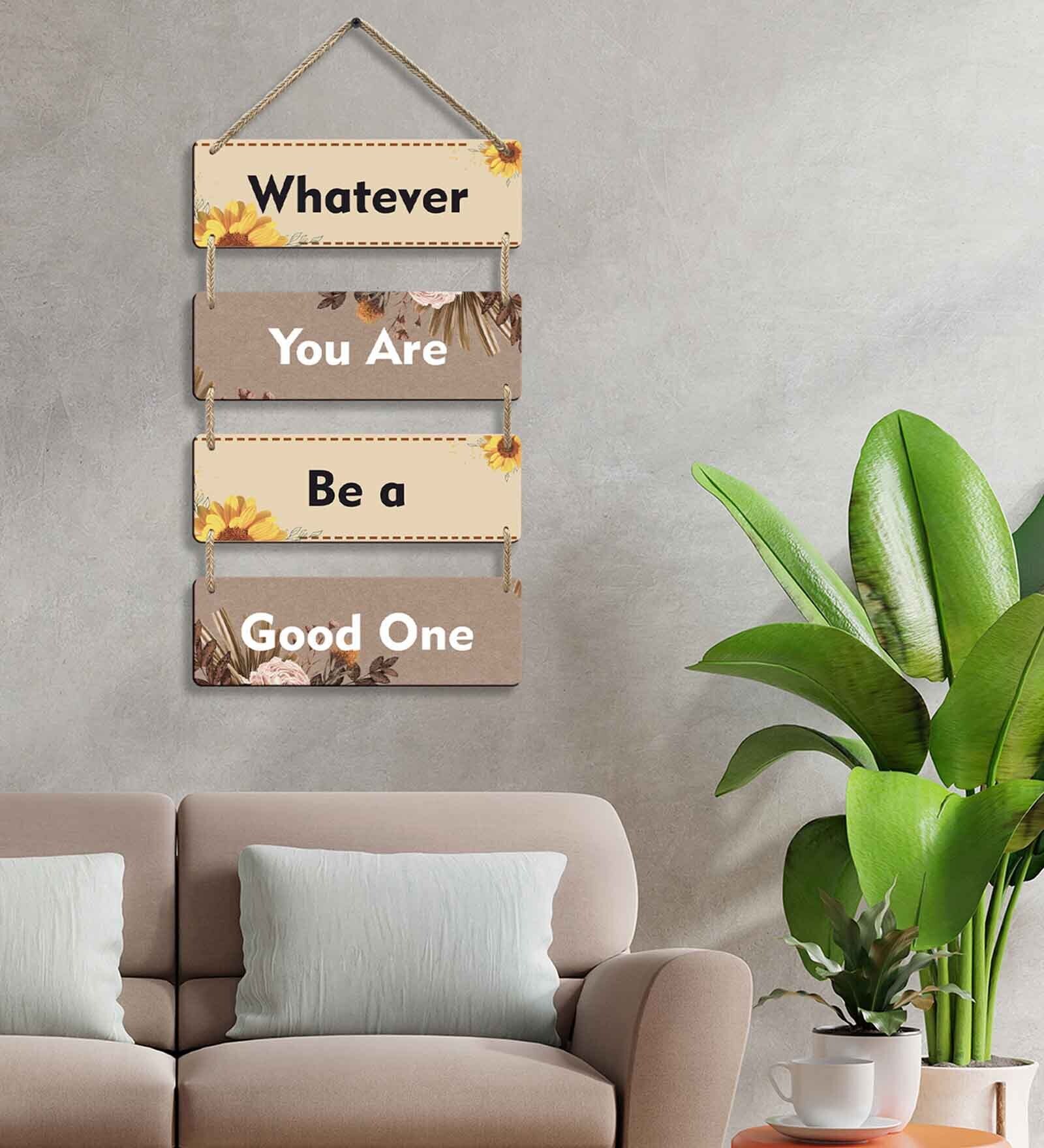 Multicolour Engineered Wood Wall Hanging