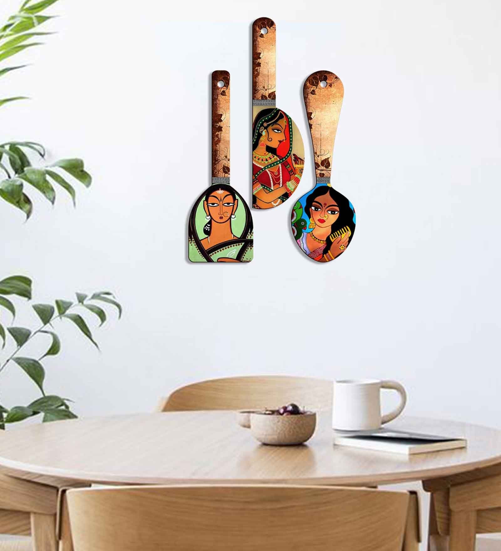 Multicolour Engineered Wood Wall Hanging