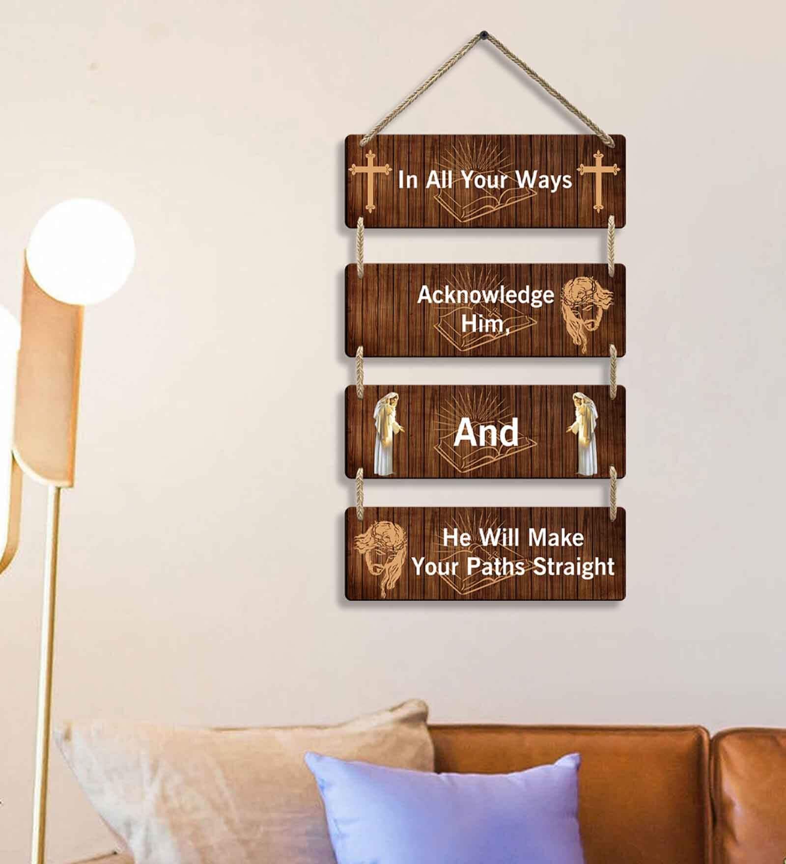 Multicolour Engineered Wood Wall Hanging