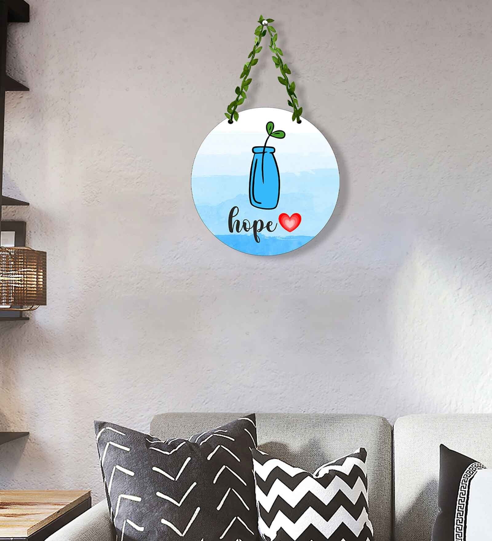 Blue Engineered Wood Wall Hanging