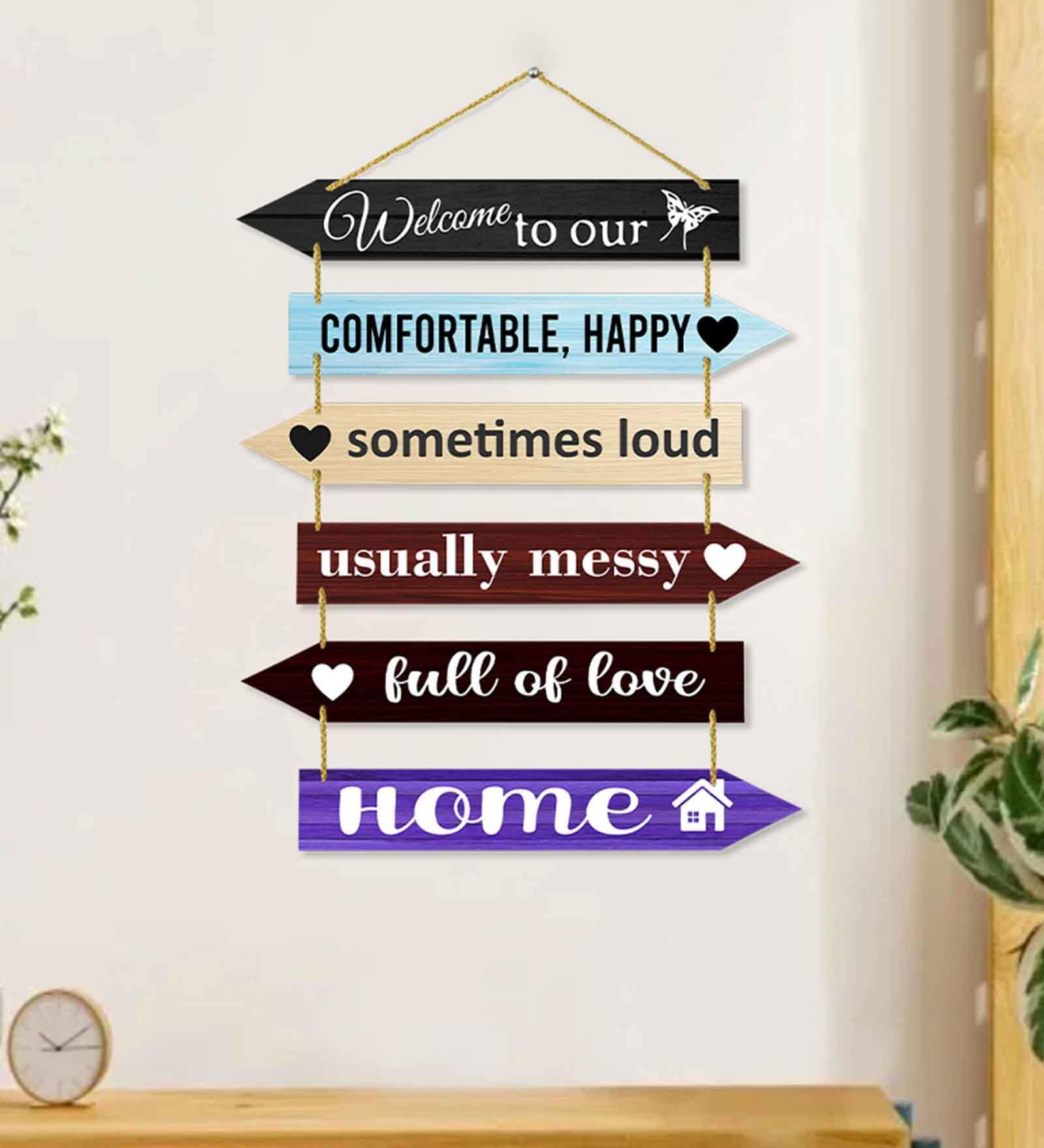 Multicolour Engineered Wood Wall Hanging