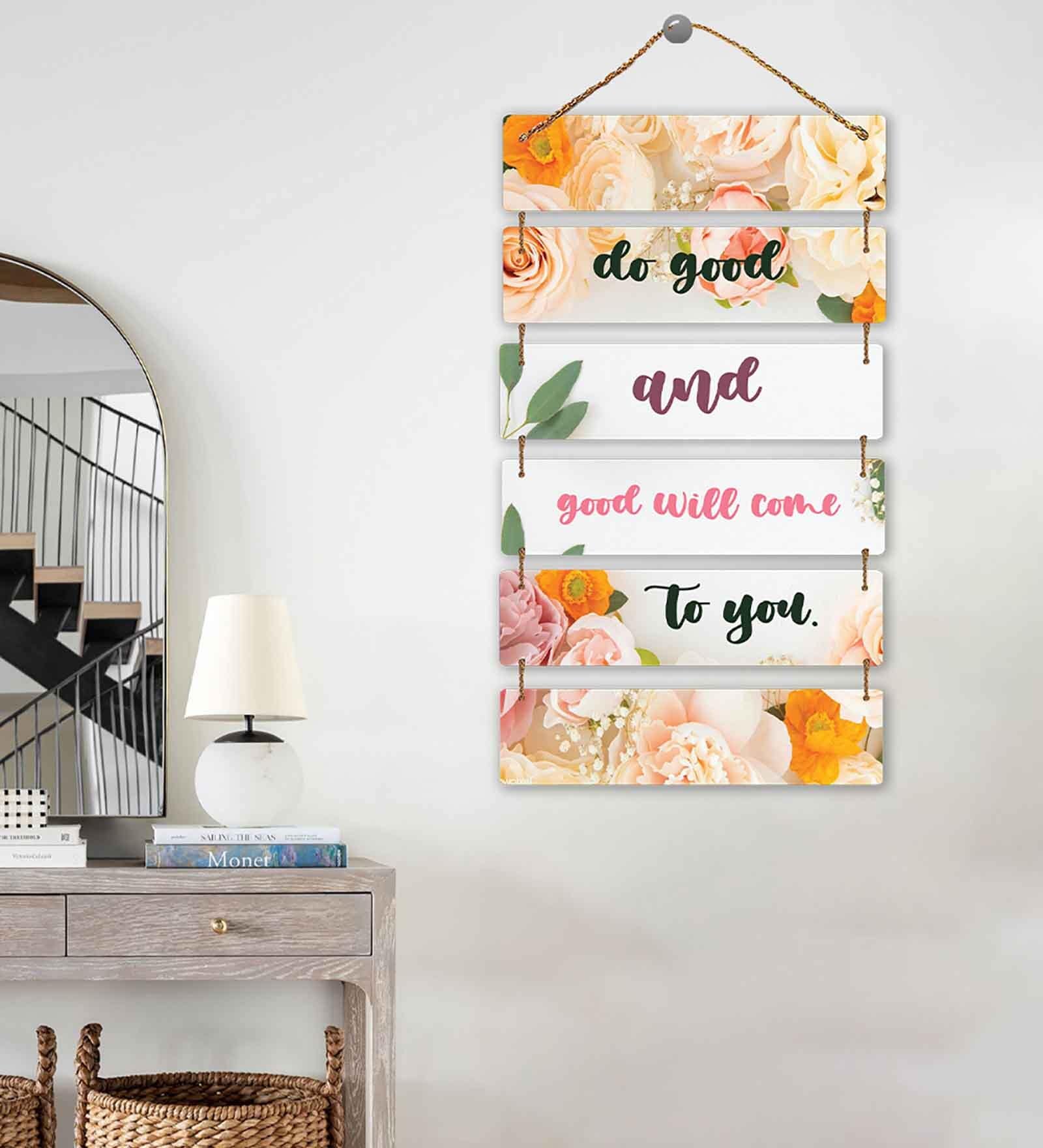 Multicolour Engineered Wood Wall Hanging