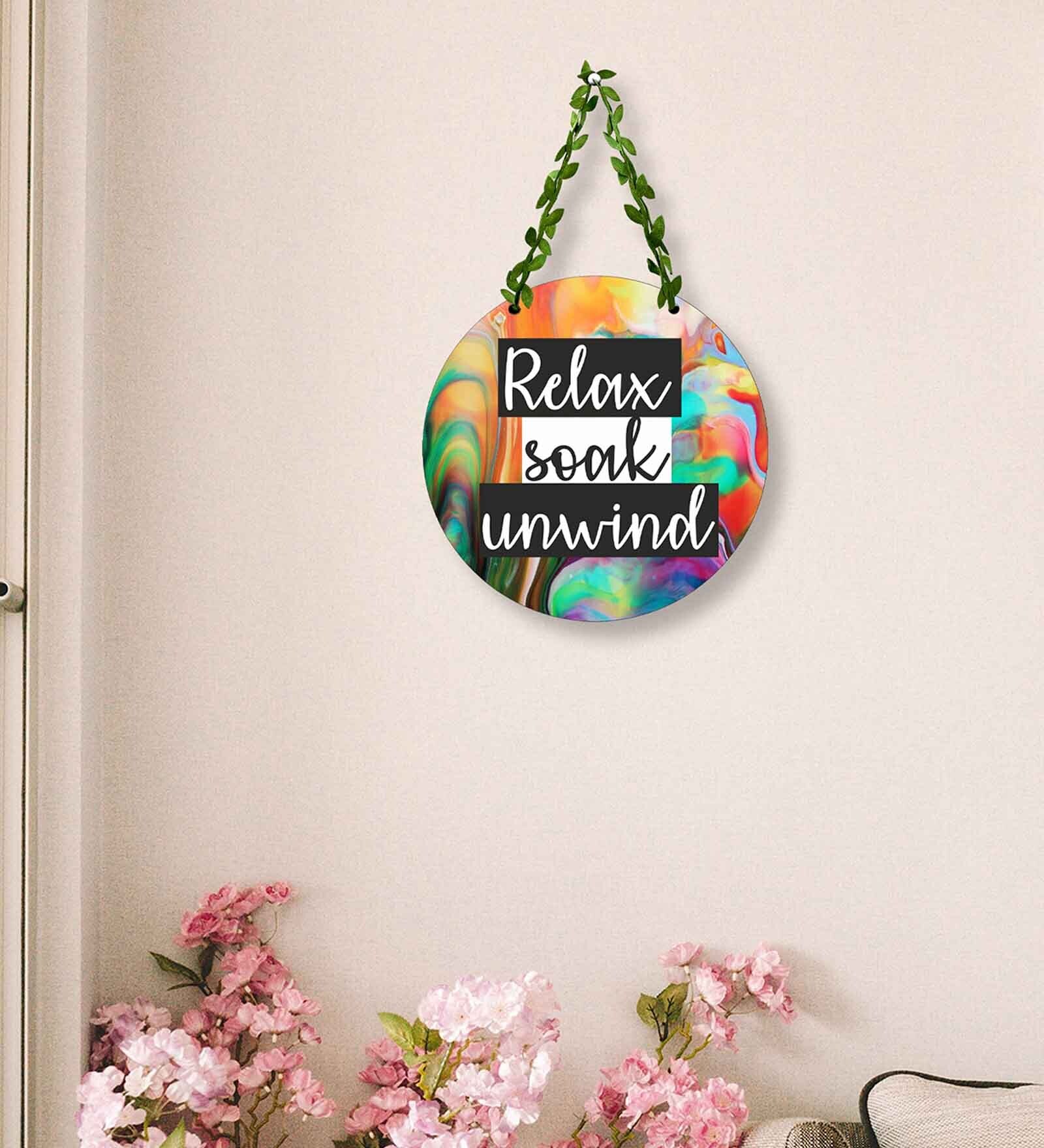 Multicolour Engineered Wood Wall Hanging