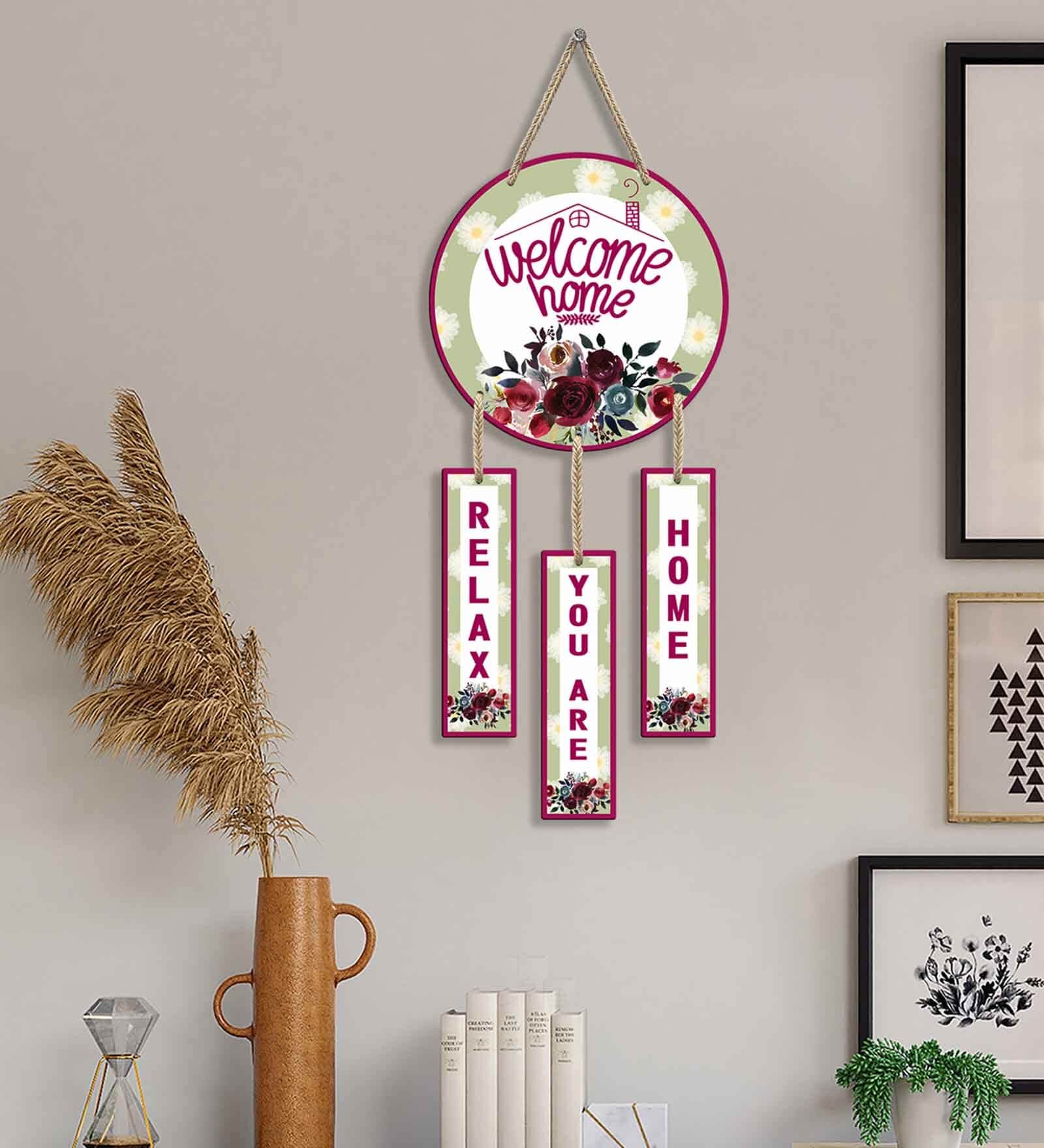 Multicolour Engineered Wood Wall Hanging