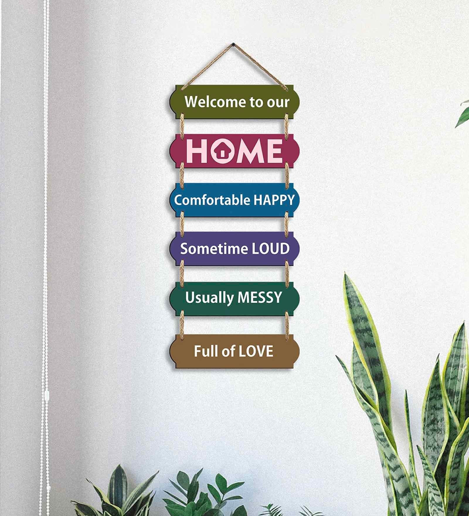 Multicolour Engineered Wood Wall Hanging