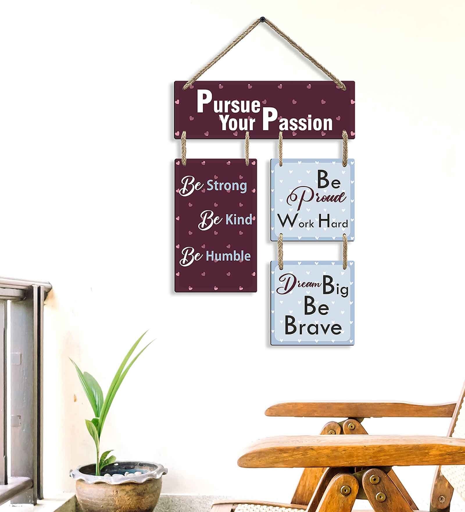 Multicolour Engineered Wood Wall Hanging