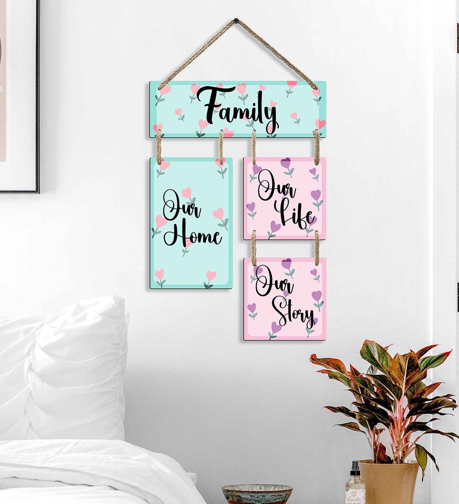 Multicolour Engineered Wood Wall Hanging