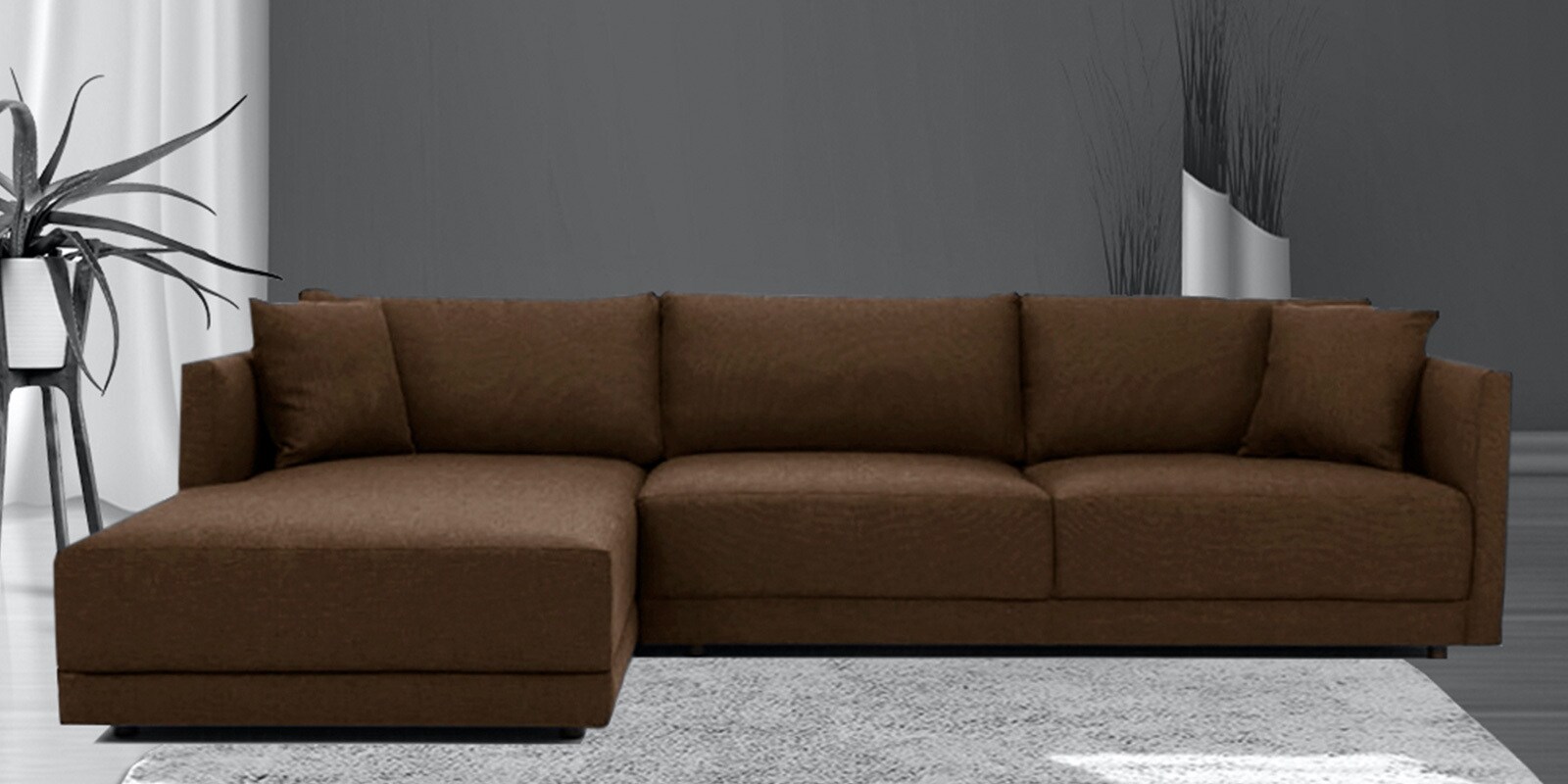 Northern Fabric RHS Sectional Sofain Coffee Brown Colour