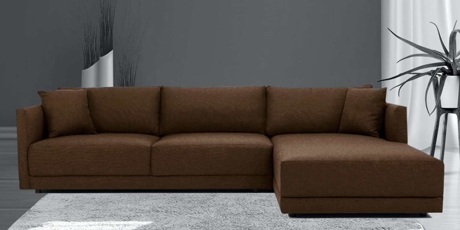 Northern LHS 6 Seater Sectional Sofa In Coffee Brown Colour