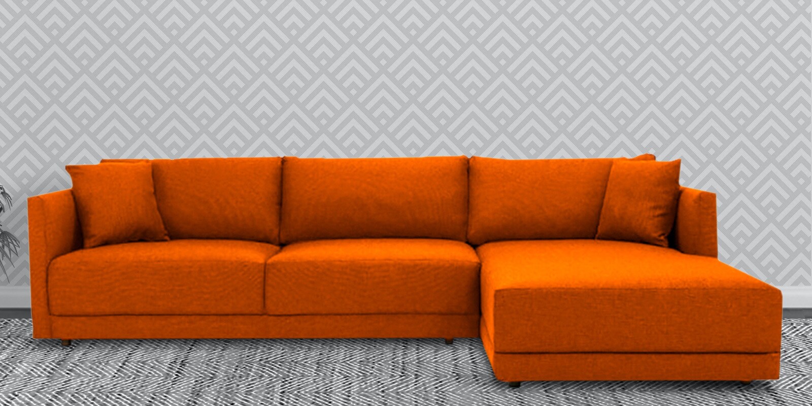 Northern LHS 6 Seater Sectional Sofa In Vivid Orange Colour