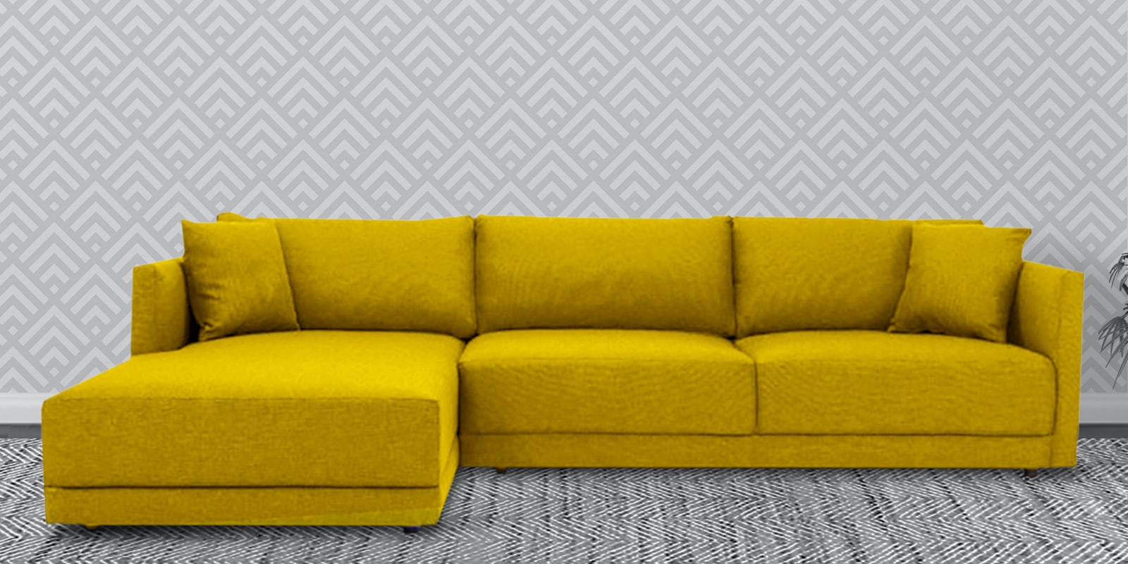 Northern RHS 6 Seater Sectional Sofa In Bold Yellow Colour