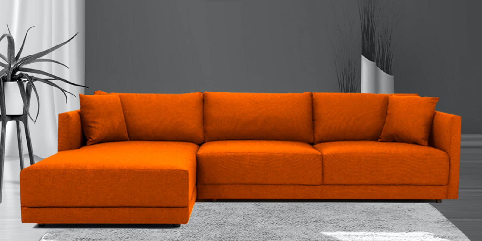 Northern RHS 6 Seater Sectional Sofa In Vivid Orange Colour