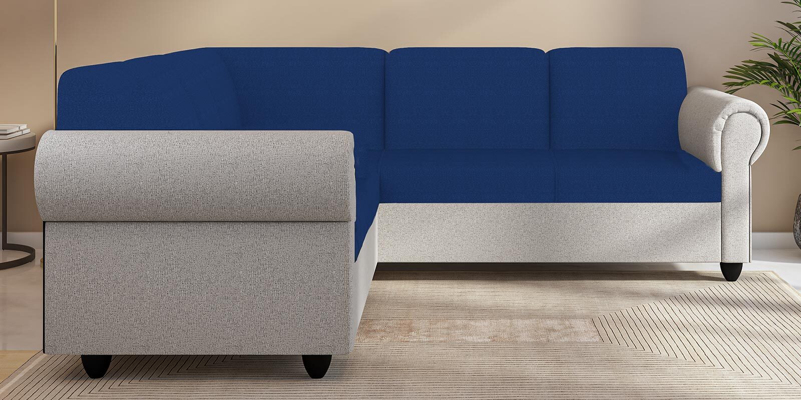 Sungy Fabric RHS Sectional Sofa In Blue & grey Finish