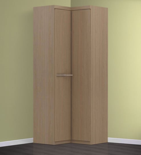 Sugi Two Door Corner Wardrobe In Nature Brown Finish By Mintwud