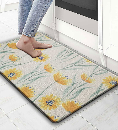 Sunflower Floral Microfibre 30x18 Inches Anti Skid Door Mat