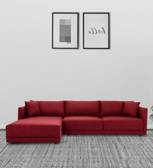 Northern RHS 6 Seater Sectional Sofa In Blood Maroon Colour