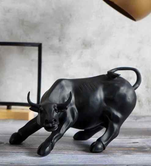 Surreal Charging Bull Resin Figurine (Bronze)