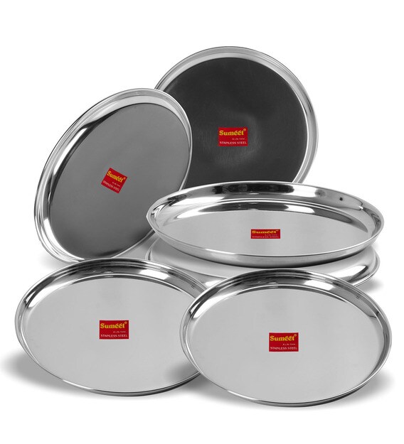 Buy Metallics Heavy Gauge Metal Dinner Plates 6 pieces by Sumeet