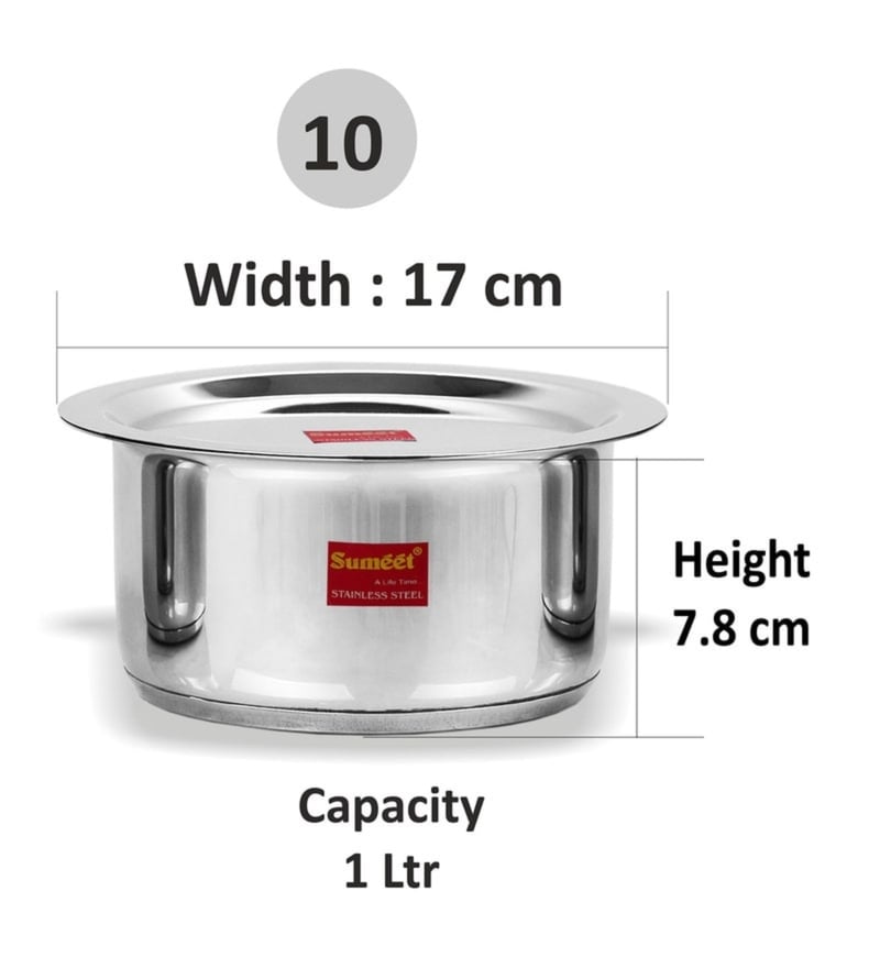 Sumeet Stainless Steel Non-Stick Induction Bottom Patila with Lid, 1000 ML