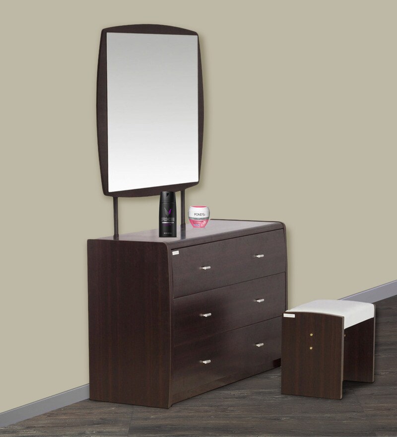 Buy Super Magna Dressing Table with Stool in Indian Mahagony Finish by