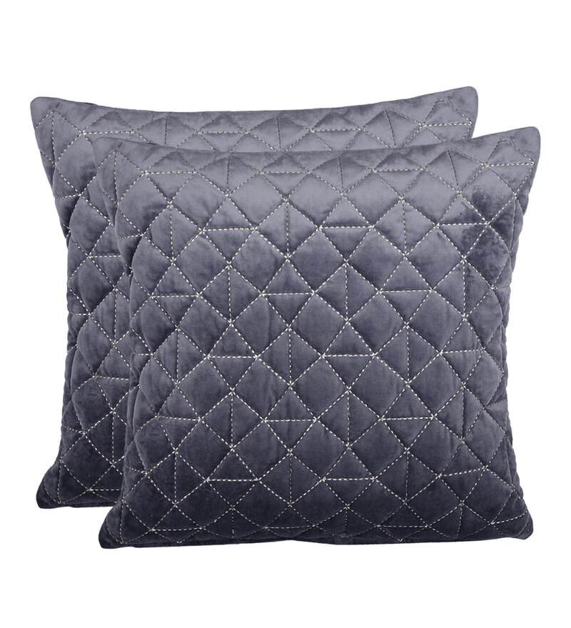 Buy Super Soft Velvet 18 x 18 Inch Cushion Covers (Set of 2) by Eyda Online Textured Cushion