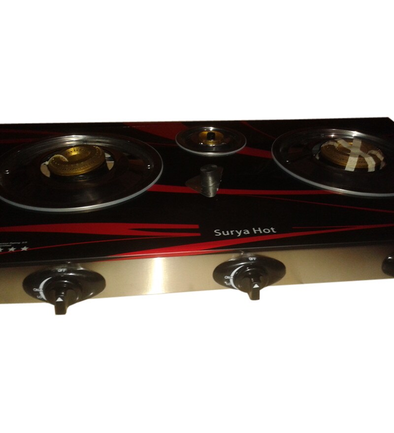 Buy Surya Three Burner Auto Ignition Gas Stove with Japanese Piezo