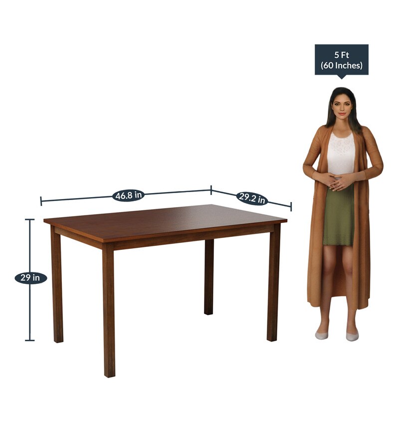 Buy Sutlej Solid Wood 4 Seater Dining Table in Brown Finish by home