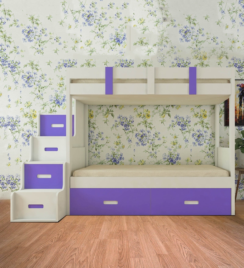 Buy Suvina Twin Bunk Bed With Storage Steps And Drawers In Purple