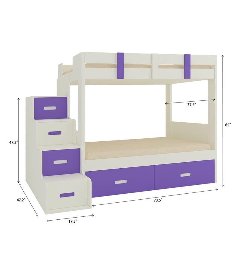 Buy Suvina Twin Bunk Bed With Storage Steps And Drawers In Purple