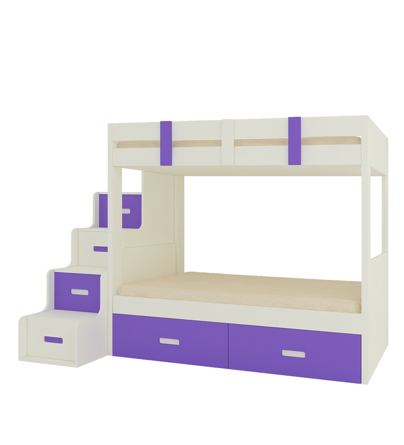 Buy Suvina Twin Bunk Bed With Storage Steps And Drawers In Purple