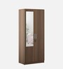 Subaru 2 Door Wardrobe In Walnut Bronze Finish With Mirror & Drawer Lock