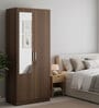 Subaru 2 Door Wardrobe In Walnut Bronze Finish With Mirror & Drawer Lock