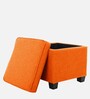 Sudan Fabric Ottoman in Vivid Orange Colour