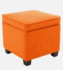 Sudan Fabric Ottoman in Vivid Orange Colour