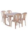 Sultan Plastic Table and Chair Set in Beige Colour with 4 Chairs