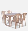 Sultan Plastic Table and Chair Set in Beige Colour with 4 Chairs