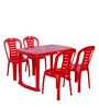Sultan Plastic Table and Chair Set in Red Colour with 4 Chairs