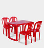 Sultan Plastic Table and Chair Set in Red Colour with 4 Chairs