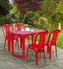 Sultan Plastic Table and Chair Set in Red Colour with 4 Chairs
