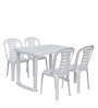 Sultan Table and Chair Set in White with 4 Chairs