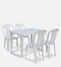 Sultan Table and Chair Set in White with 4 Chairs