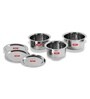 Stainless Steel Handcrafted Hammered Texture  Induction & Gas Stove Friendly (Set Of 3) Tope With Lids