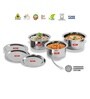 Stainless Steel Handcrafted Hammered Texture  Induction & Gas Stove Friendly (Set Of 3) Tope With Lids
