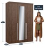 Sumire 3 Door Wardrobe With Mirror In Brown Finish