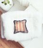 Beige Striped Cotton Ruffle Striped 18x18 inches Cushion Cover