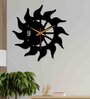 Sun Flames Black Wood & Mdf Wall Clock