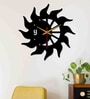 Sun Flames Black Wood & Mdf Wall Clock