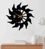 Sun Flames Black Wood & Mdf Wall Clock